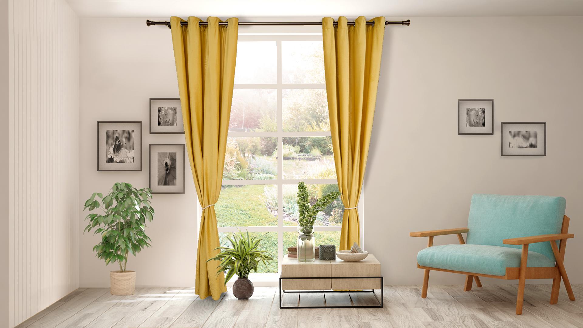 Perdele - Set 2 draperii catifea 140x270 cm - Galbene