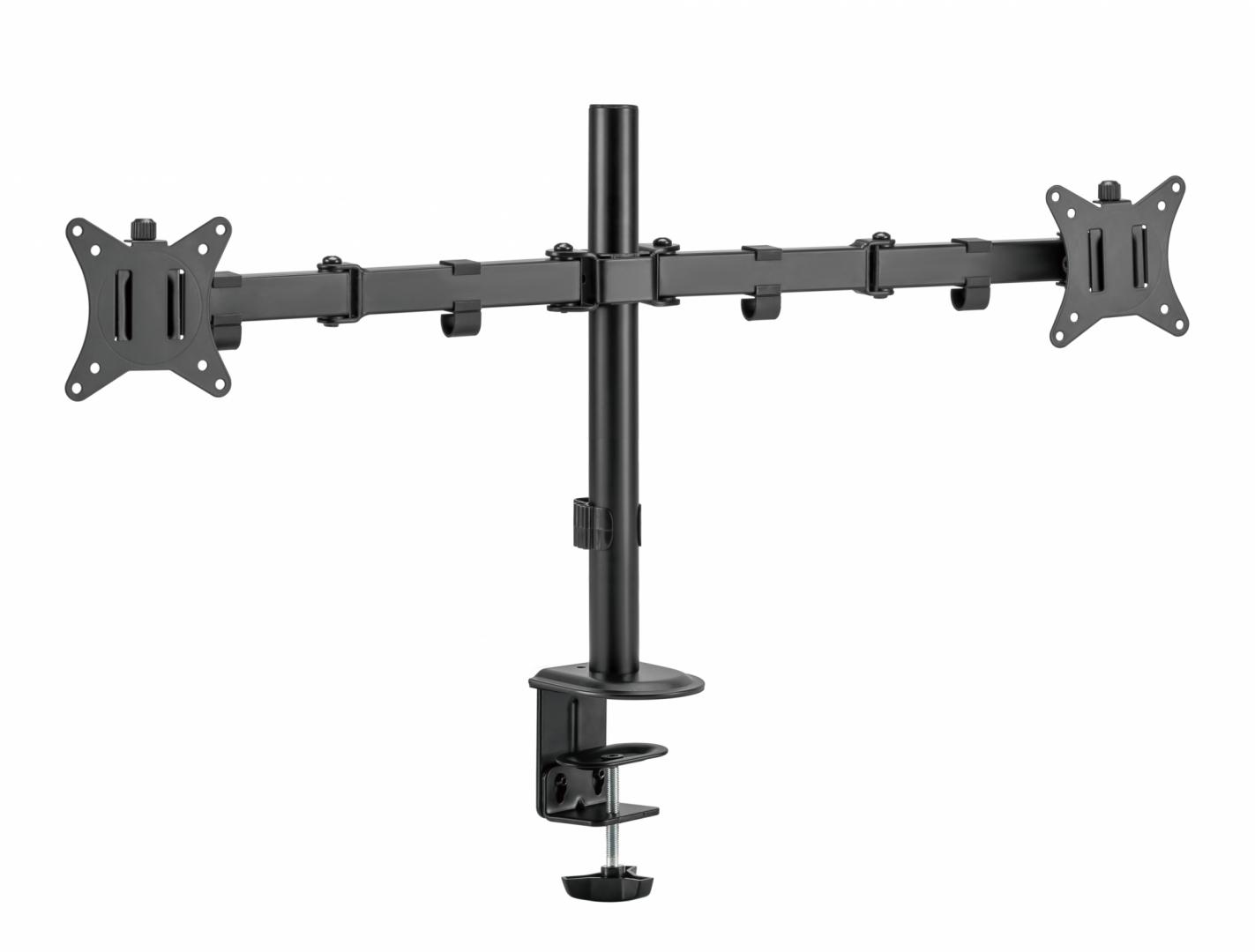 Suport 2 monitoare SeriouxMM66-C024, brat articulat monitor, compatibilitate dimensiune ecran 17"-32", greutate maximă suportata: (per ecran): 9kg, VESA: 75x75, 100x100, inclinare: +45°~-45°, pivotare [1]