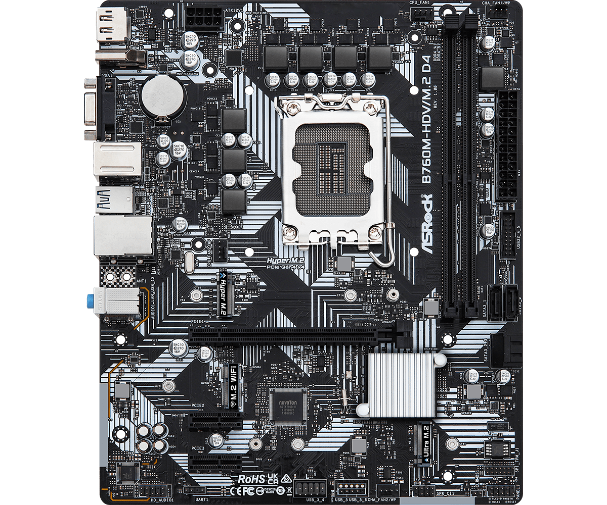 Placa de baza ASRock B760M-HDV/M.2 D4, LGA 1700, DDR4, Micro-ATX [1]