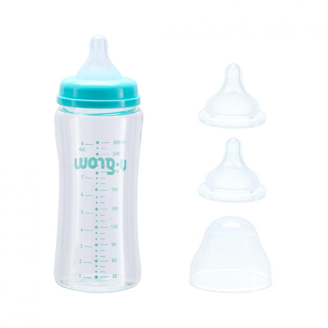 Biberon de sticla 260 ml+2 tetine extra, U-Grow [2]