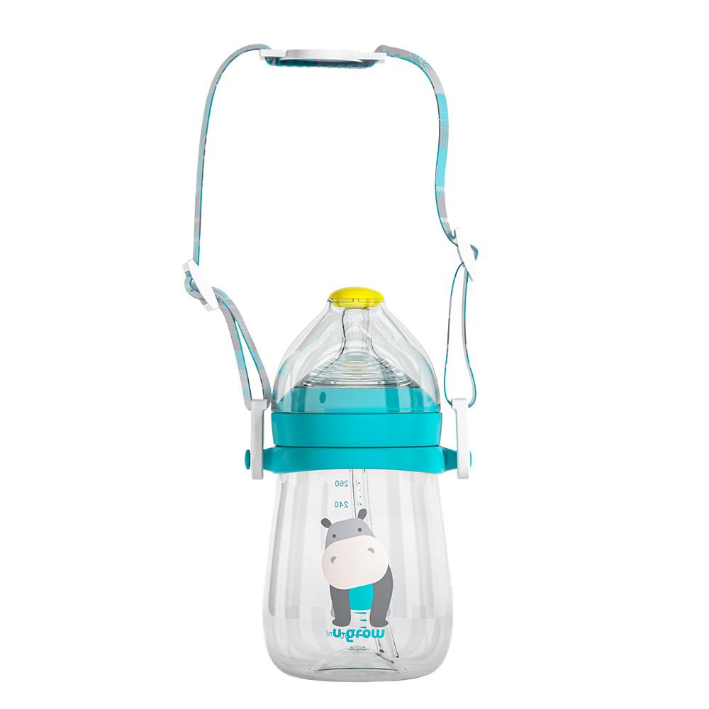 Pachet 3 in 1 cana 260 ml tritan cu 3 accesorii diferite pentru baut : tetina biberon, cioc , pai, blue, U-Grow [5]