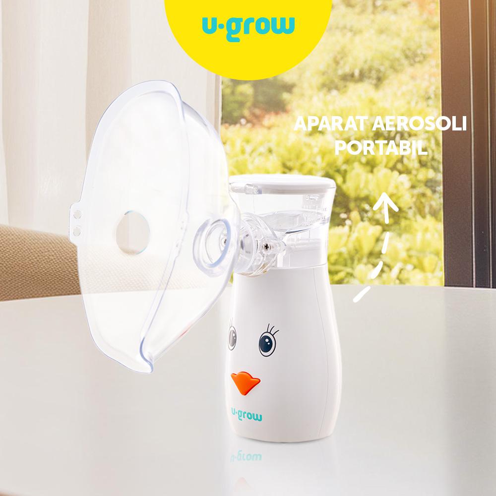 Aparat aerosoli U-Grow , portabil cu ultrasunete ,tehnologie silentoasa, masca de copii si adulti inclusa in pachet, design prietenos pentru copii [2]