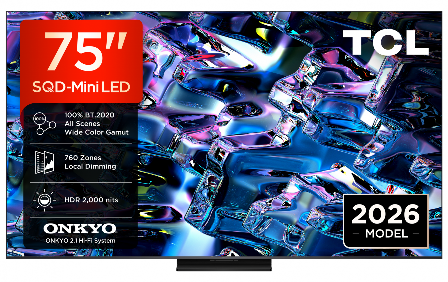 Televizoare - Televizor TCL SQD-MiniLED 75MSQLED80L, 189 cm, Smart Google TV, 4K, Onkyo (Model 2026)