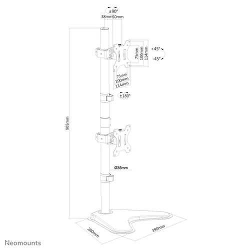 Suport Monitor de Birou Dual, Neomounts by Newstar FPMA-D550DDVBLACK, 10" - 32", VESA 100x100, suporta pana la 8kg, negru [1]