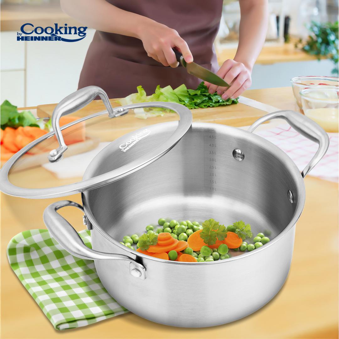 SEMIOALA INOX+CAPAC STICLA 24x12CM, 5L, ATOMIC3, COOKING BY HEINNER [5]