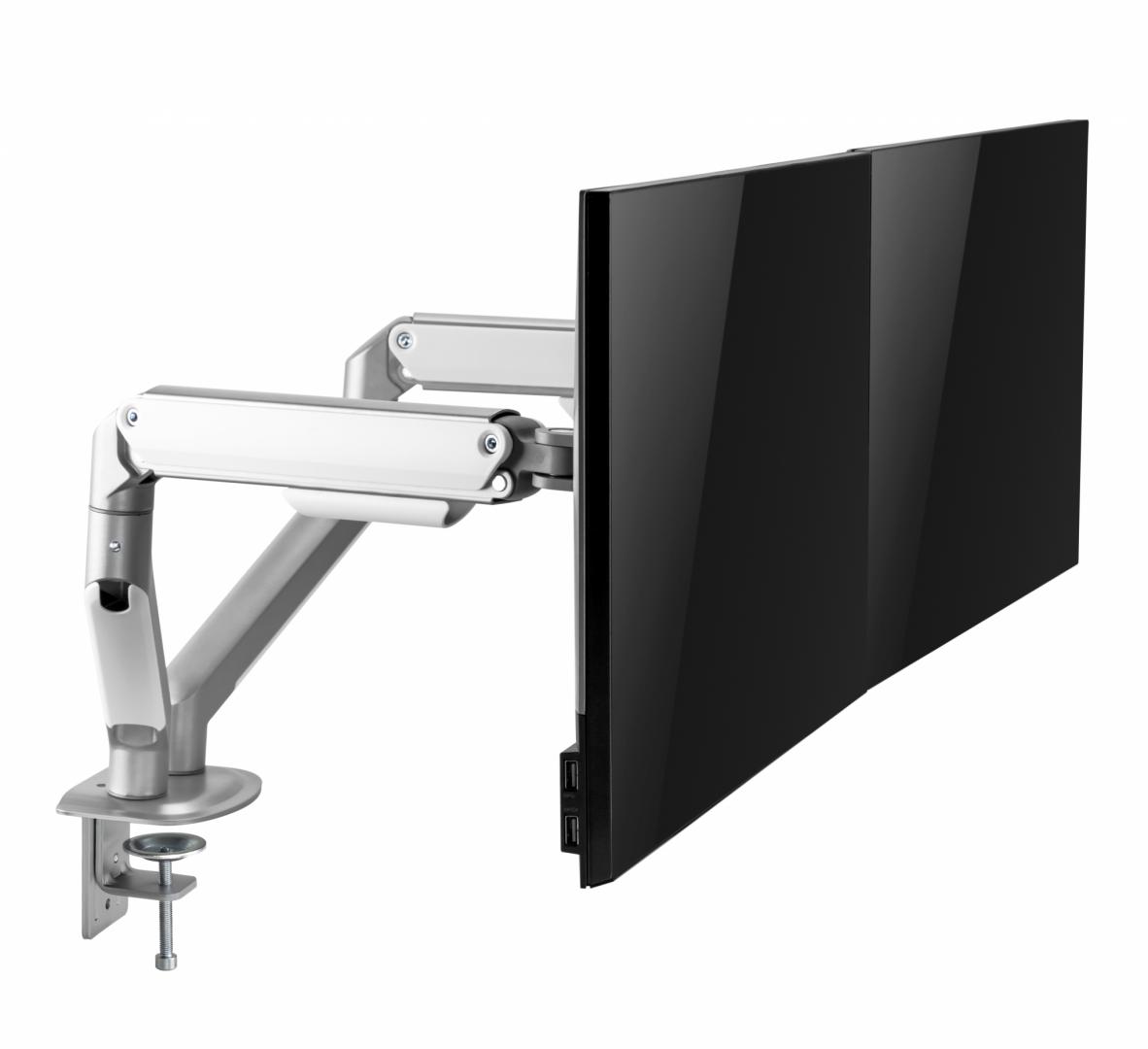 Suport 2 monitoare Serioux MM63-C024, arc cu gaz, compatibilitate dimensiune ecran 17"-32", greutate maximă suportata: (per ecran): 2~ 9kg, VESA: 75x75, 100x100, inclinare: +55°~-55°, pivotare: +90°~- [6]