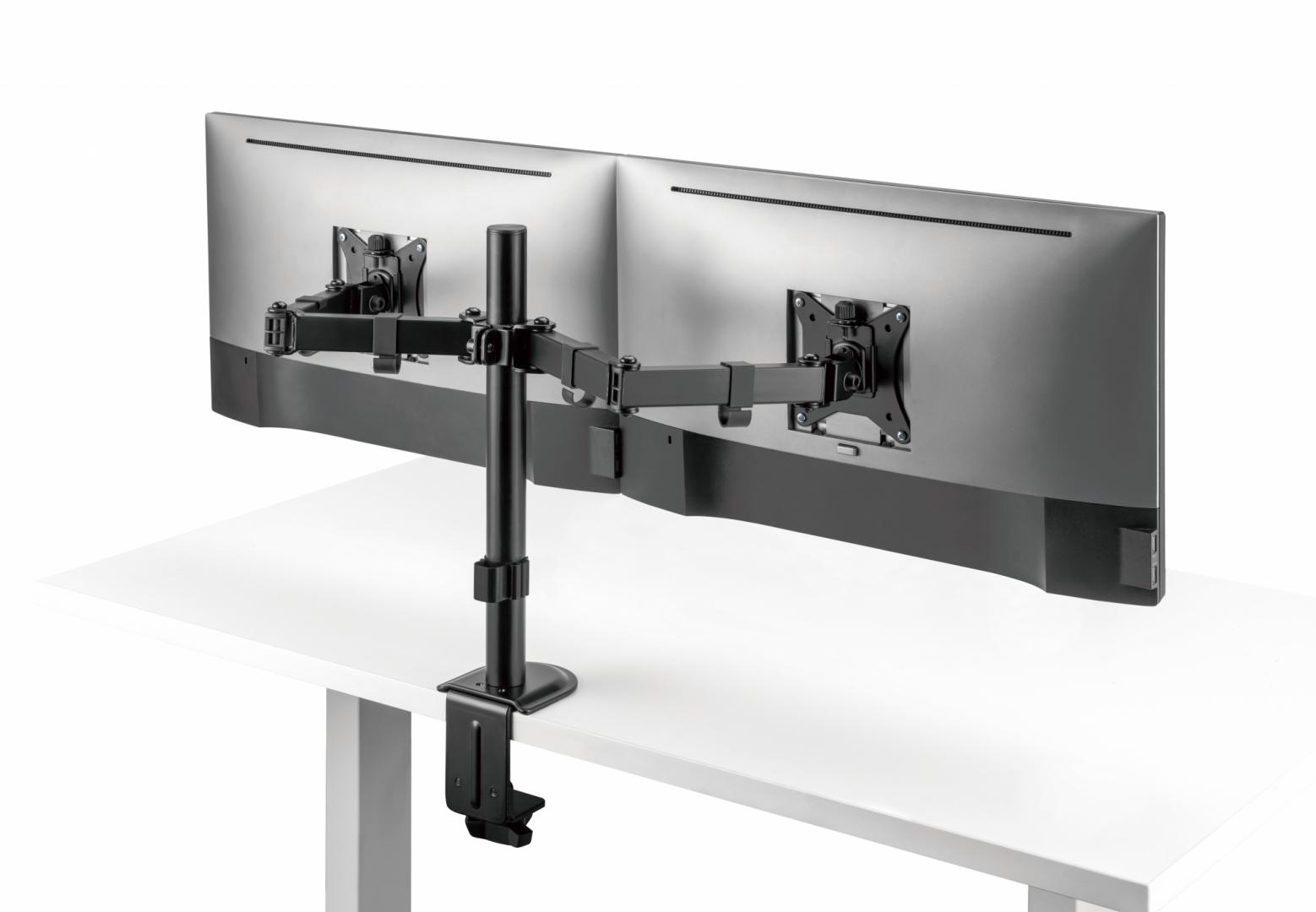 Suport 2 monitoare SeriouxMM66-C024, brat articulat monitor, compatibilitate dimensiune ecran 17"-32", greutate maximă suportata: (per ecran): 9kg, VESA: 75x75, 100x100, inclinare: +45°~-45°, pivotare [10]
