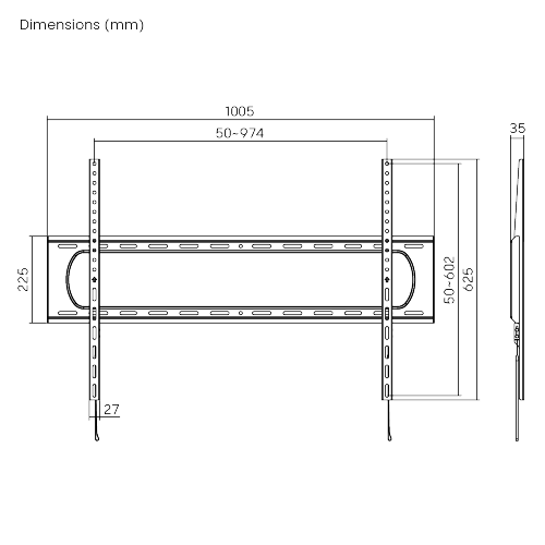Suport TV Serioux TV TV7369F 60"-120", Tip: Fix, dimensiuni: 35x1005x625mm, compatibilitate dimensiune ecran: 60"-120", compatibilitate VESAx: 50x50, 75x75, 100x100, 100x150, 150x100, 100x200, 200x100 [6]