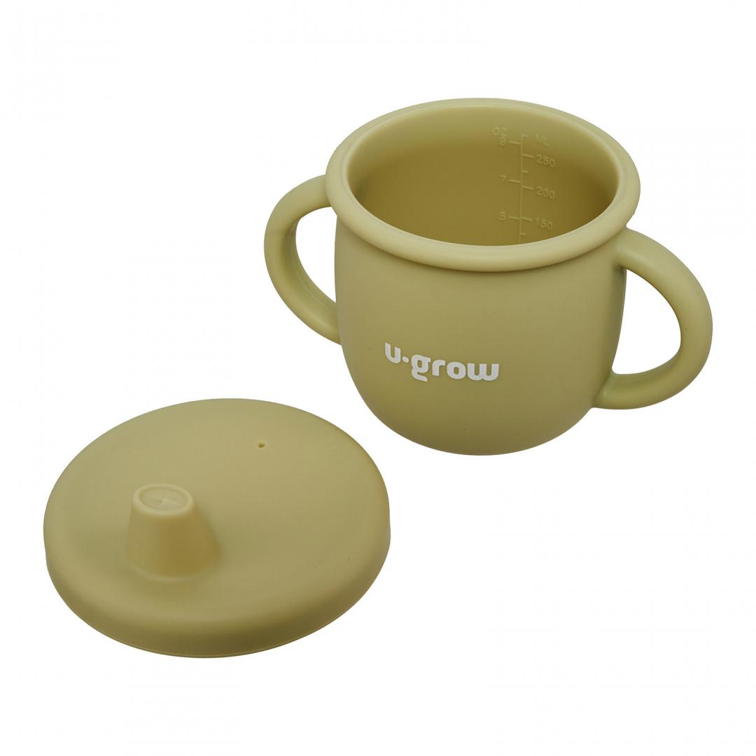 Set diversificare 3 piese silicon : bol , farfurie si cana cu cioc, olive, U-Grow [5]