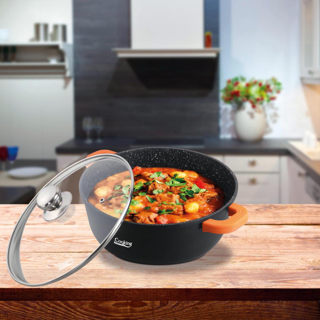 CRATITA ALUMINIU TURNAT+CAPAC, 20x8.5 cm, 2.3 L, DARK LINE, COOKING BY HEINNER [1]