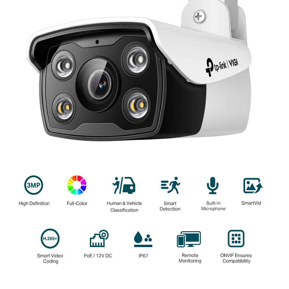 Camera IP Bullet TP-Link VIGI C330(2.8mm), 3MP, Lentila 2.8mm, IR+WL 30ml, rezolutie video 2304 × 1296, +/H.265/H.264+/H.264, [1]