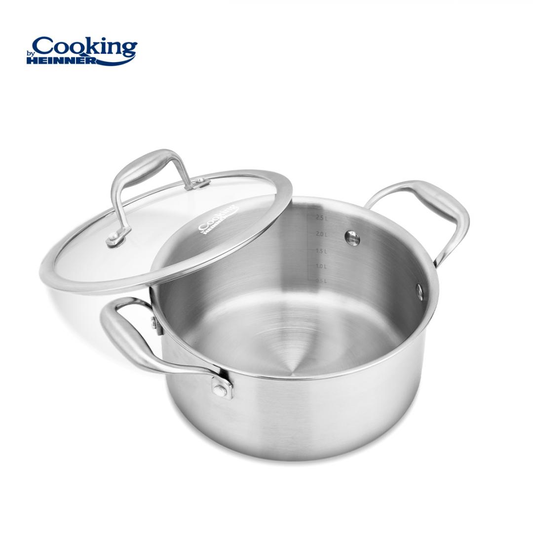 SEMIOALA INOX+CAPAC STICLA 20x10CM, 2.8L, ATOMIC3, COOKING BY HEINNER [2]