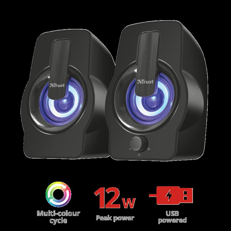 Boxe Stereo Trust Gemi RGB 2.0 Speaker, 6W, negru [1]