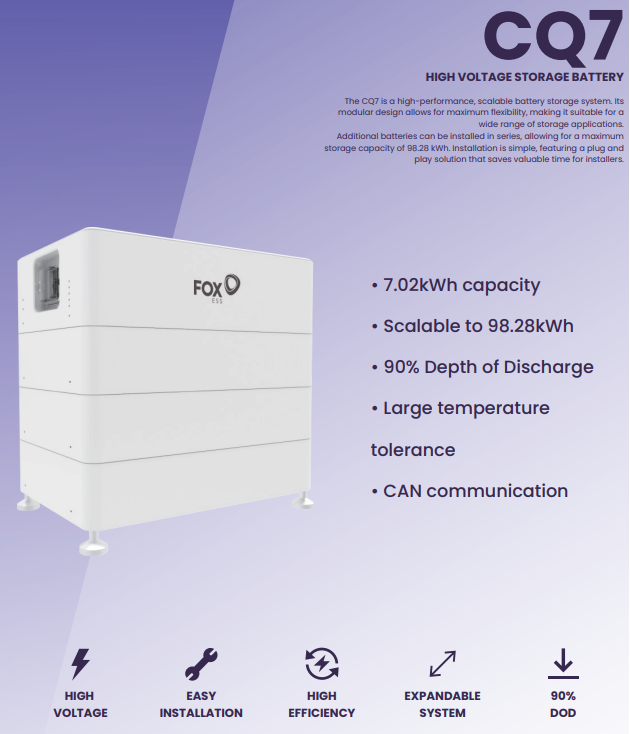 Baterii solare, module si accesorii - FoxESS High Voltage Battery Module CQ7-S-80 , 7kWh
