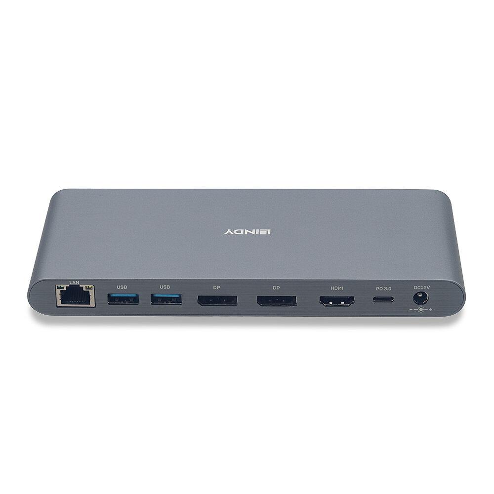 Hub USB Lindy DST-Pro 5K XT, USB-C, 14 porturi, HDMI, RJ-45, Argintiu [1]