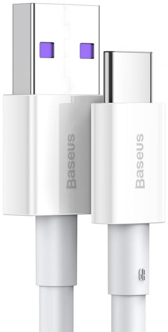 Cablu alimentare si date Baseus Superior, Fast Charging Data Cable pt. smartphone, USB la USB Type-C 66W, 2m, alb [1]