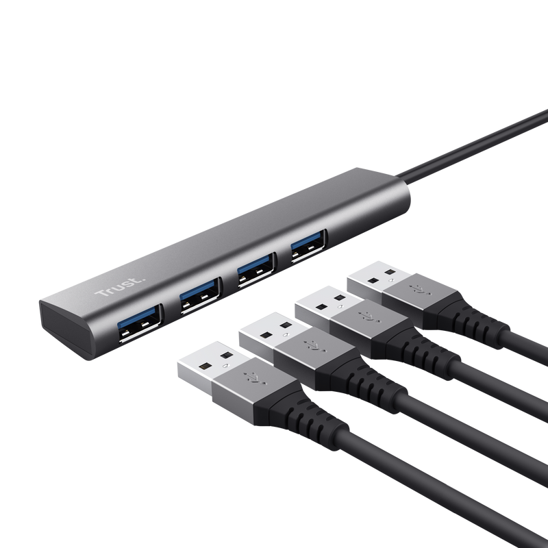 Hub-uri USB - Hub USB Trust Halyx, USB-A, 4 porturi, Argintiu
