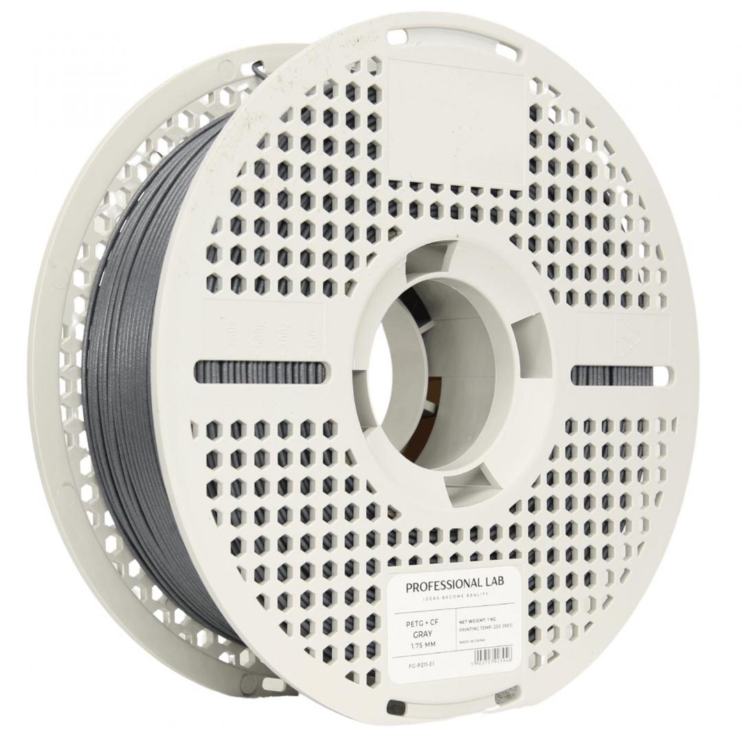 Accesorii imprimare 3D - PROF. LAB 3D FILAMENT 1KG PETG + Carbon Fiber GRAY, Diametru: 1.75mm, Temperatura duza: 255C - 270C, temperatura platforma: 80C - 90C