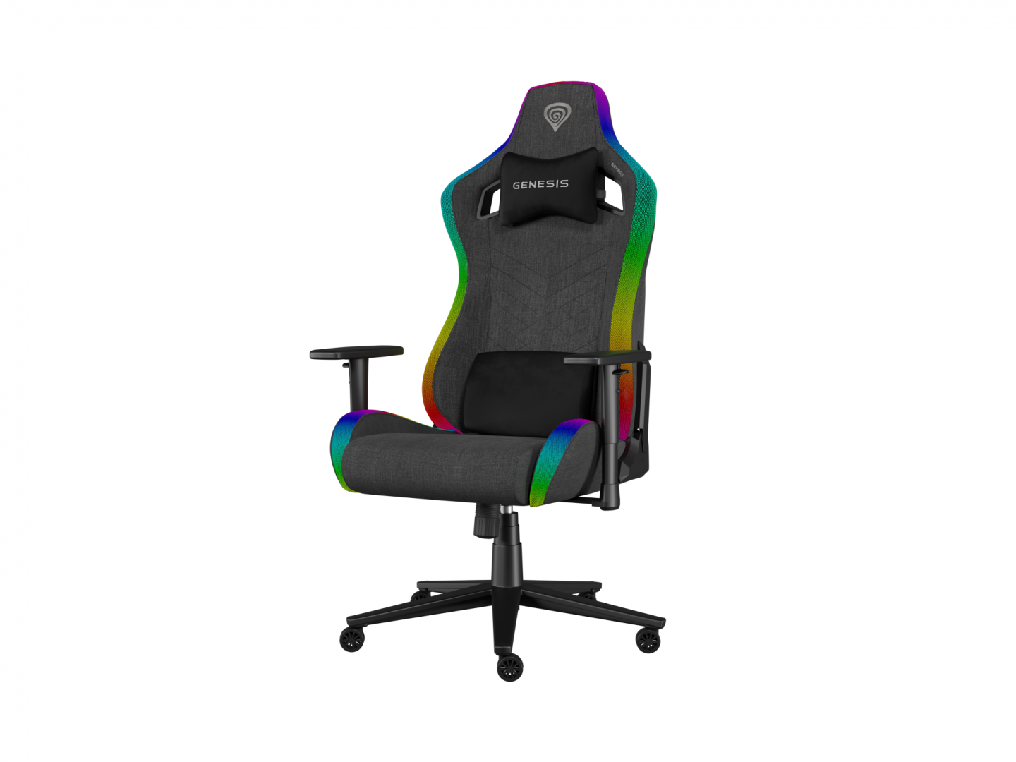 Scaun gaming Genesis TRIT 660, material textil, iluminare RGB, suporta pana la 150 kg, inaltime reglabila, spatar ajustabil, gri [1]