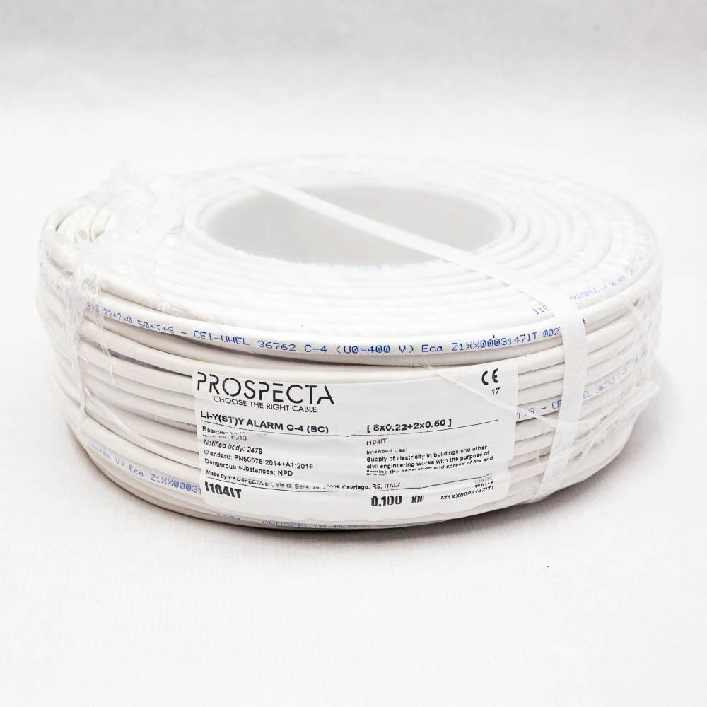 Accesorii - Cablu alarma 8 x 0.22 + 2 x 0.50 premium, cupru 100%, cod: I104IT Li-Y (ST)Y, made in Italy, utilizare pentru sisteme de alarma, manta exterioara PVC alb, ecranare: folie de aluminiu laminata, raza de