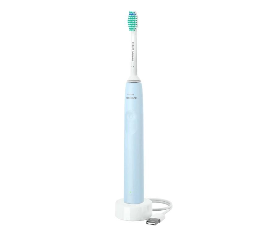 Periute electrice de dinti - Periuta de dinti sonica electrica PHILIPS Sonicare Seria 2100 HX3651/12, 31000 miscari/minut, Cronometru Quadpacer si SmarTimer, Design ergonomic subţire, 1 capat de periere, Albastru deschis, L x A x