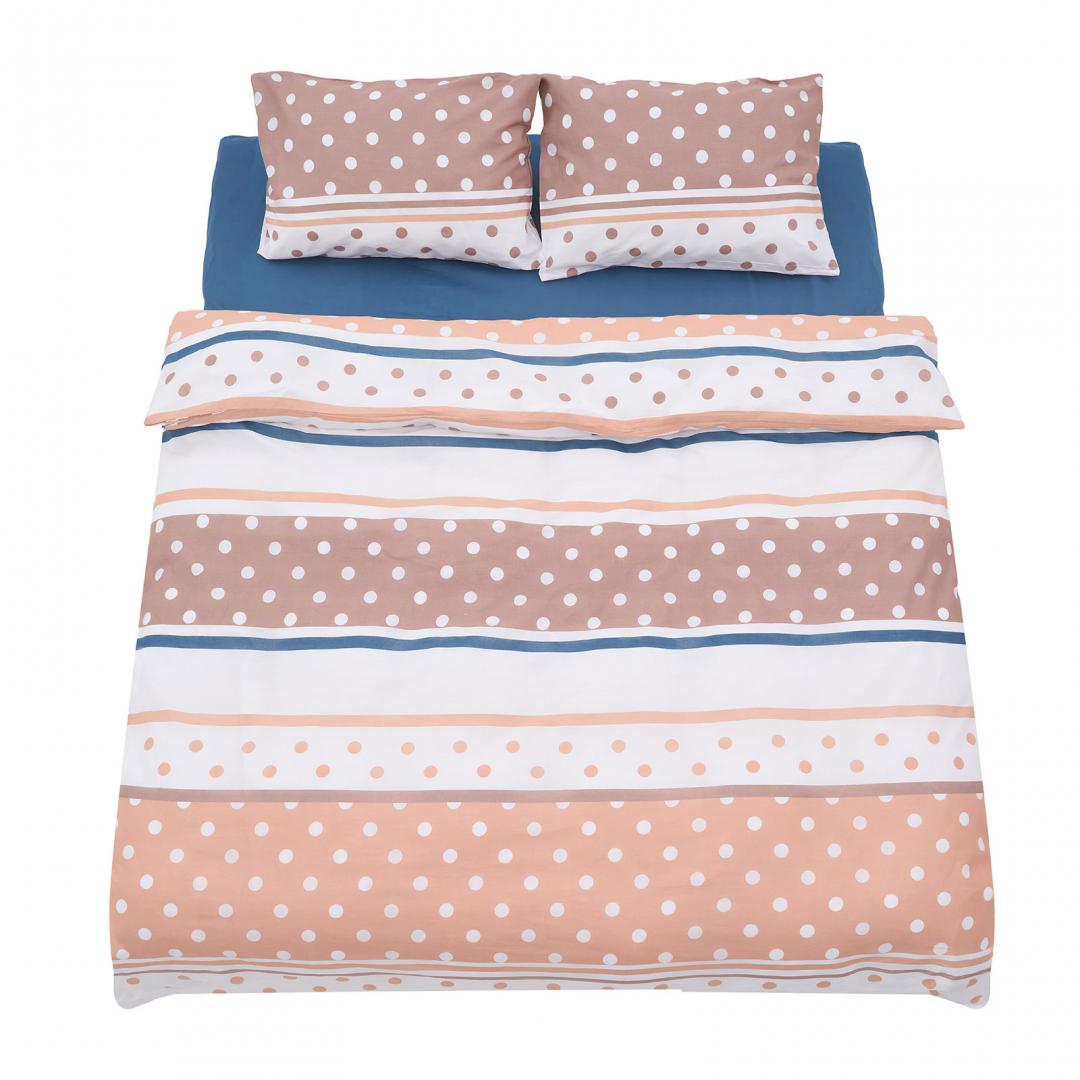 Textile de casa, Decoratiuni si Mobila - Lenjerie dubla 100% bumbac 4 piese, Polka