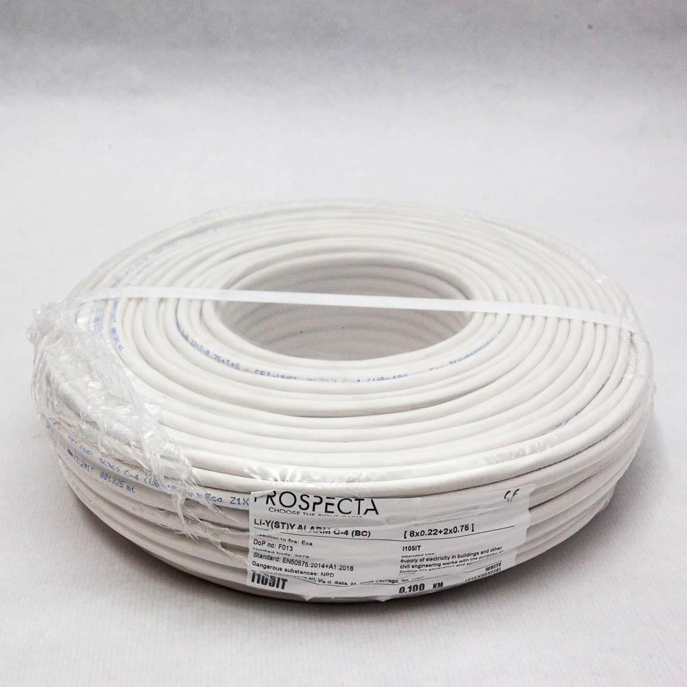 Accesorii - Cablu alarma 8 x 0.22 + 2 x 0.75 premium, cupru 100%, cod: I105ITLi-Y (ST)Y, made in Italy, utilizare pentru sisteme de alarma, manta exterioara PVC alb, ecranare: folie de aluminiu laminata, raza de 