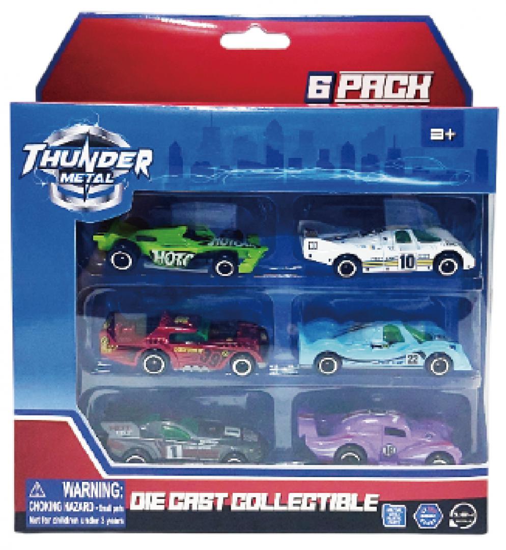 MACHETA DIE CAST, SET 6 MASINI CURSE, SCARA 1/64, 7.5CM, DIVERESE MODELE SI CULORI- VERDE, ALB, ROSU, BLEU, GRI, ALBASTRU, GALBEN, PORTOCALIU, NEGRU, TURQUOISE, MARO [3]