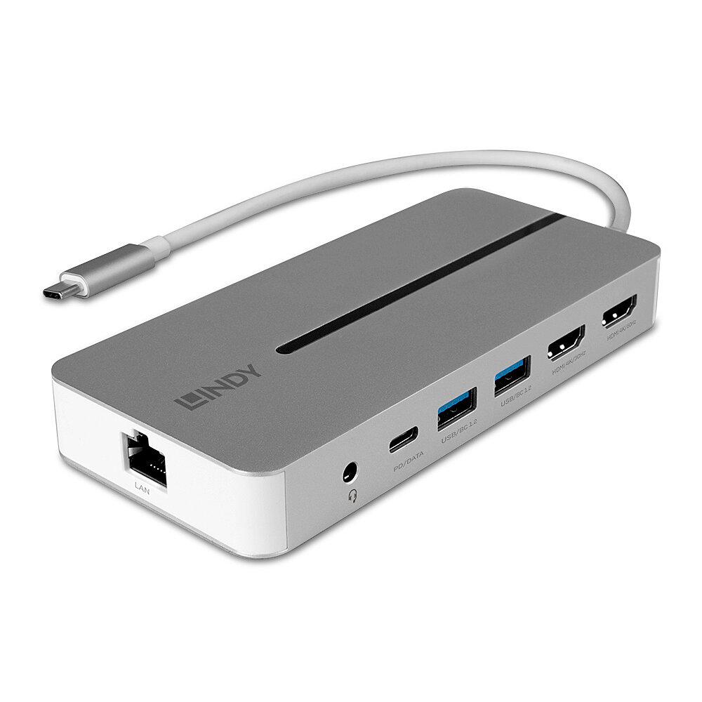 Hub USB LINDY DST-Mx Duo, USB-C, 10 porturi, HDMI, RJ-45, Argintiu [3]