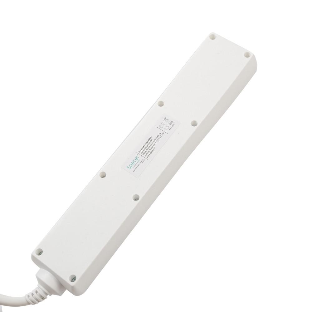 PRELUNGITOR SPACER, Schuko x 5, conectare prin Schuko (T), cablu 3 m, 16 A, max. 3500W, protectie supratensiune, protectie copii, alb [2]