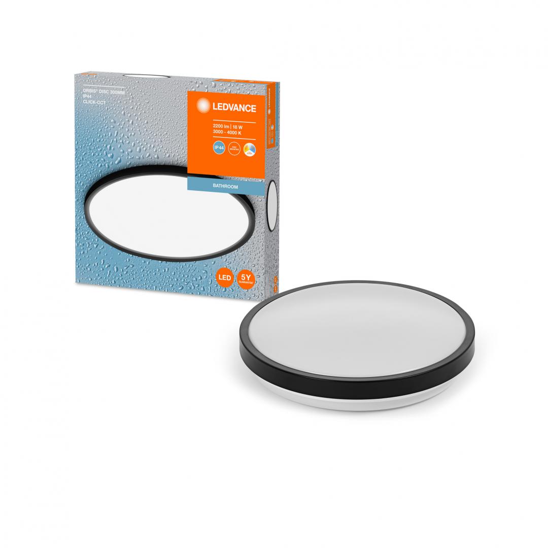 Plafoniera LED pentru baie Ledvance Orbis Disc Black, 18W, 2200 lm, lumina alba (3000-4000K), IP44, Ø300x47mm, aluminiu/metal, Negru [2]