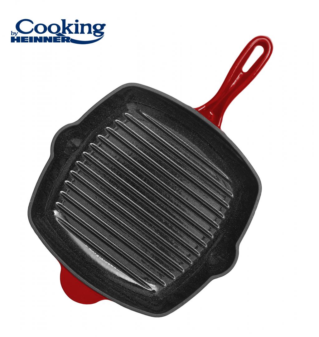 Tigai si seturi - TIGAIE GRILL FONTA 26.5X4.5 CM, RED LINE, COOKING BY HEINNER
