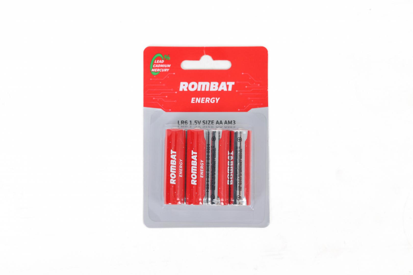 Accesorii - Bateriile alcaline Rombat se comercializează la cutie colectiva de 12 blistere a câte 4 bucăți. ➢ Tensiune nominală: 1,5V ➢ Temperatură de operare: -30~50ºC ➢ Capacitate nominală: 2220 mAh (43Ω 4h/zi 