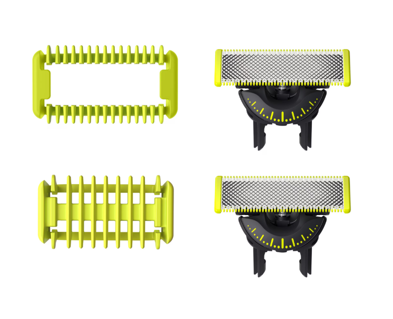 Rezerva OneBlade QP624/50, set fata si Corp: 2 lame 360 + 2 accesorii (pieptene pentru corp si accesoriu pentru protectie a zonelor intime/sensibile). [1]