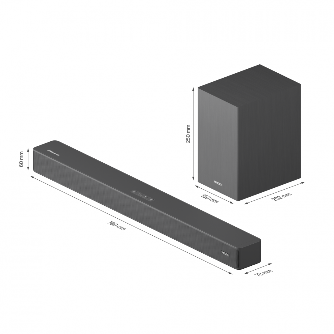 SOUNDBAR HORIZON HAV-S2630W / System 2.1 / Max Audio Power 110W (30W x2 + 50W) / Wireless Subwoofer / Digital Optical / AUX (3.5mm) / HDMI-ARC (CEC) / BT 5.4 / USB Playback / DOT-Matrix Display / Remo [7]