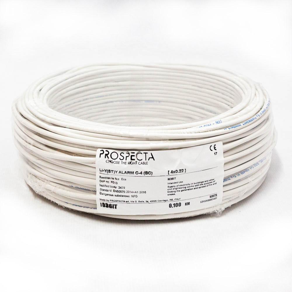 Accesorii - Cablu alarma 4 x 0.22 premium, cupru 100%, cod: I036IT, Li-Y(ST)Y, made in Italy, utilizare pentru sisteme de alarma, manta exterioara PVC alb, ecranare: folie de aluminiu laminata, raza de curbura 10