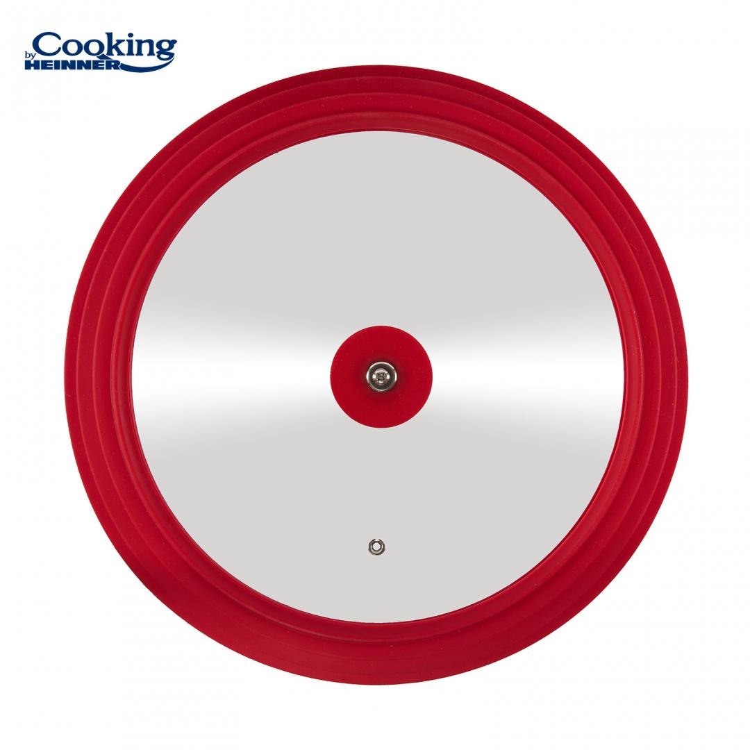 CAPAC STICLA CU MARGINE DIN SILICON AJUSTABILA PE 3 DIMENSIUNI 28/30/32 CM, ROSU, COOKING BY HEINNER [1]