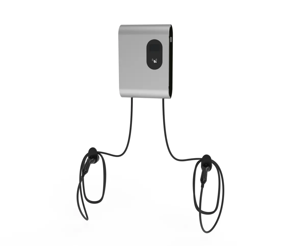 Statii incarcare vehicule electrice - FOXESS EV Charger AC 2*22kW, 5M Cable, Bluetooth/WIFI/RFID/OCPP1.6J/LAN, TypeA RCD+MID meter, 4G sim slot, PLC modul, IP55