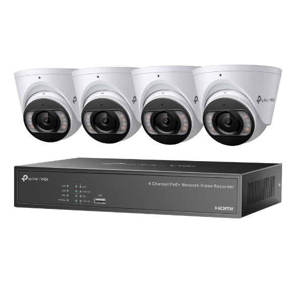 NVR - KIT NVR + HDD 2TB POE TP-Link VIGI 4 canale + 4 camere 4MP, Lentila 2.8, IR+WL 30ML Turret, NVR TP-Link VIGI 4 canale, 53W 1004H; 8MP, 1SATA Interface, max 10TB, H.265+; ONVIF,