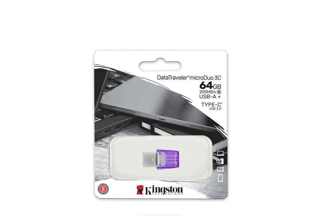 Memorie USB Kingston microDuo 3C 64 GB, USB 3.0, Purpuriu [2]