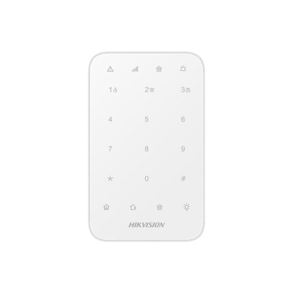 Protectie la efractie - Tastatura wireless AX PRO Hikvision DS-PK1-E-WE, 868MHz two-way Tri-X wireless technology; distanta comunicare RF : 1200min camp deschis; Stay/away arming, disarming, alarm clearing for anumite zone s