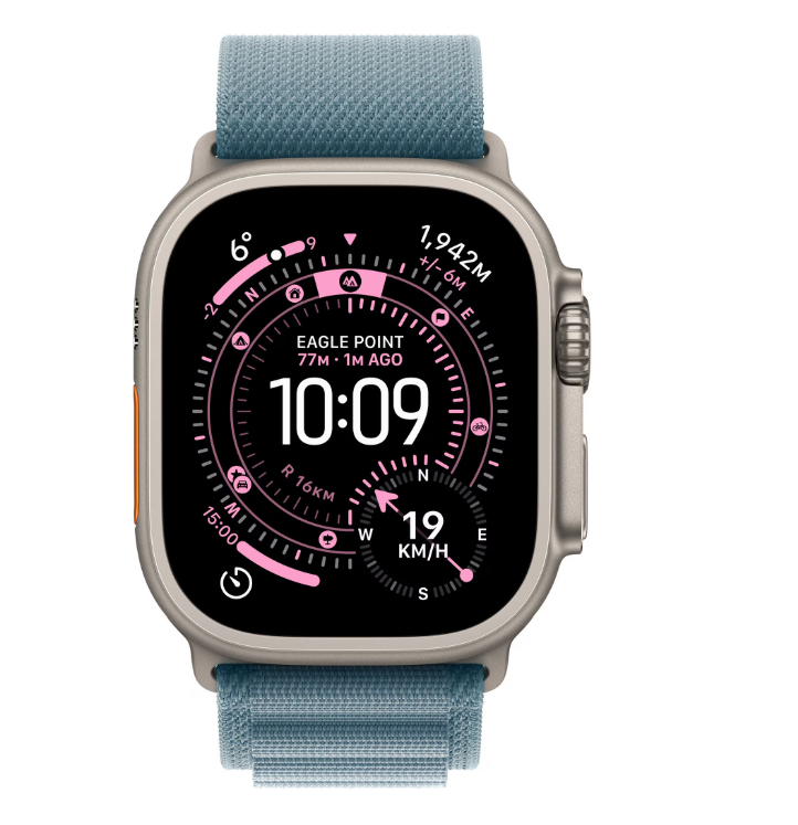 SmartWatch-uri - Apple Watch Ultra 3 GPS + Cellular 49mm Natural Titanium Case with Light Blue Alpine Loop - Small