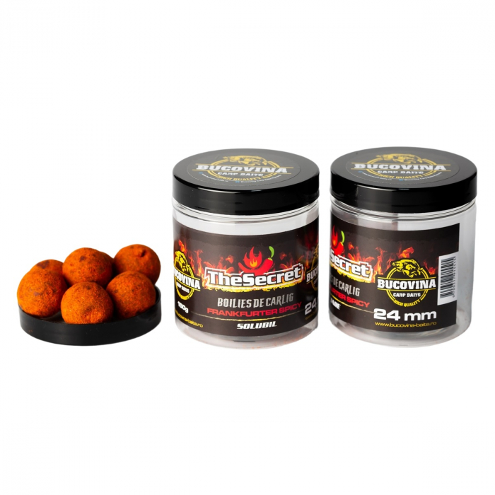 Boilies de Cârlig Tare Glazurate Bucovina The Secret Frankfurter Spicy 24mm 150g – Selecție Crap Trofeu [1]