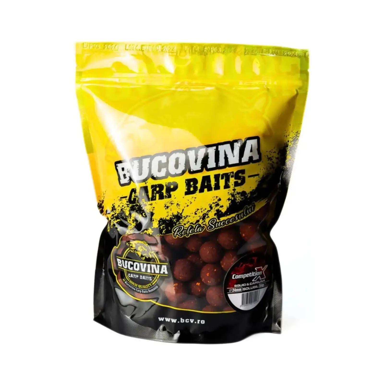 Boilies de nădit Bucovina Baits Competition X Squid și Căpșună 24mm 1kg