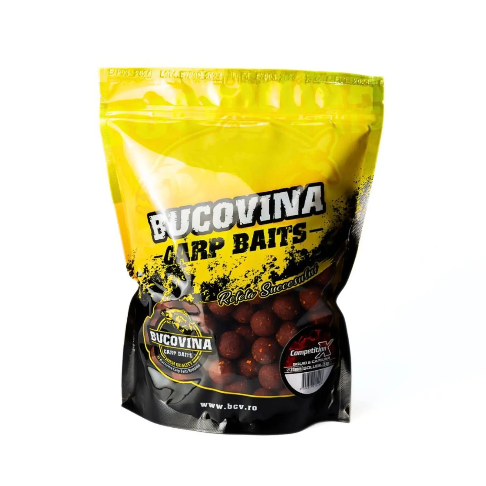 BOILIES DE NĂDIT - Boilies de nădit Bucovina Baits Competition X Squid și Căpșună 24mm 1kg