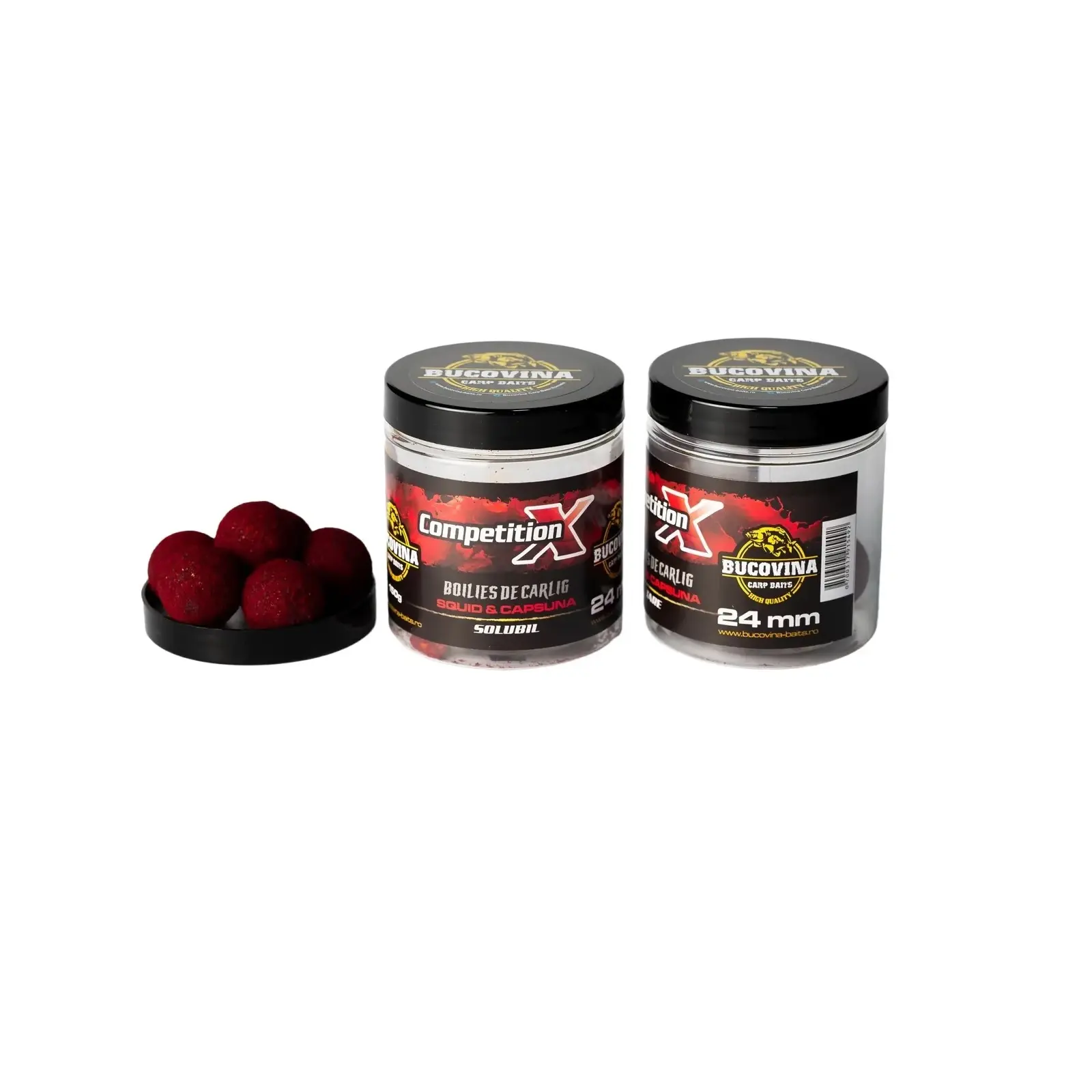 Boilies Carlig - Bucovina Boilies de Carlig Tare Glazurate X Squid & Capsuna 24mm 150g – Selectie Crap Mare