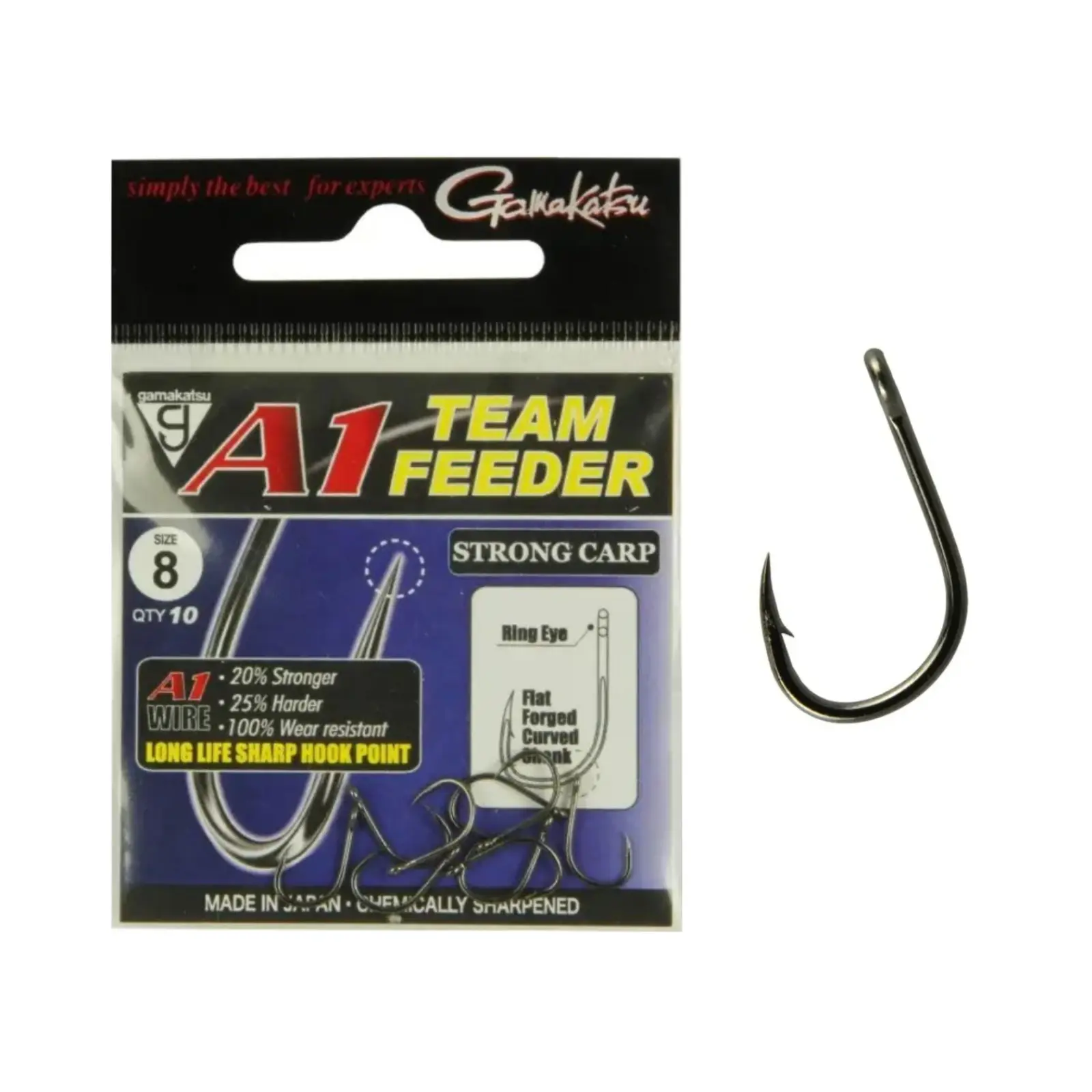 CÂRLIGE FEEDER & STAȚIONAR - Cârlige Gamakatsu A1 Team Feeder Strong Carp Nr.8 10buc/plic