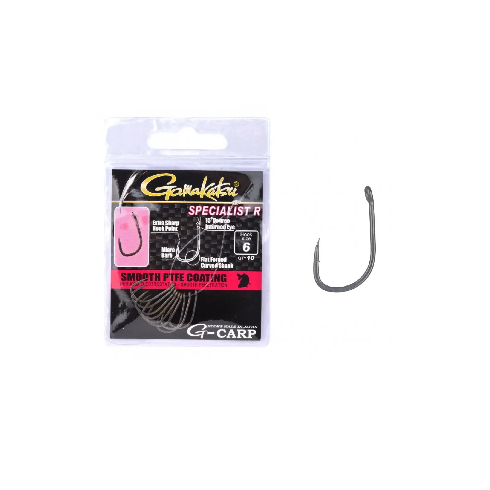 Carlige Crap - Carlige Gamakatsu G-Carp Specialist R Nr.6 – Forjate, Negru Mat