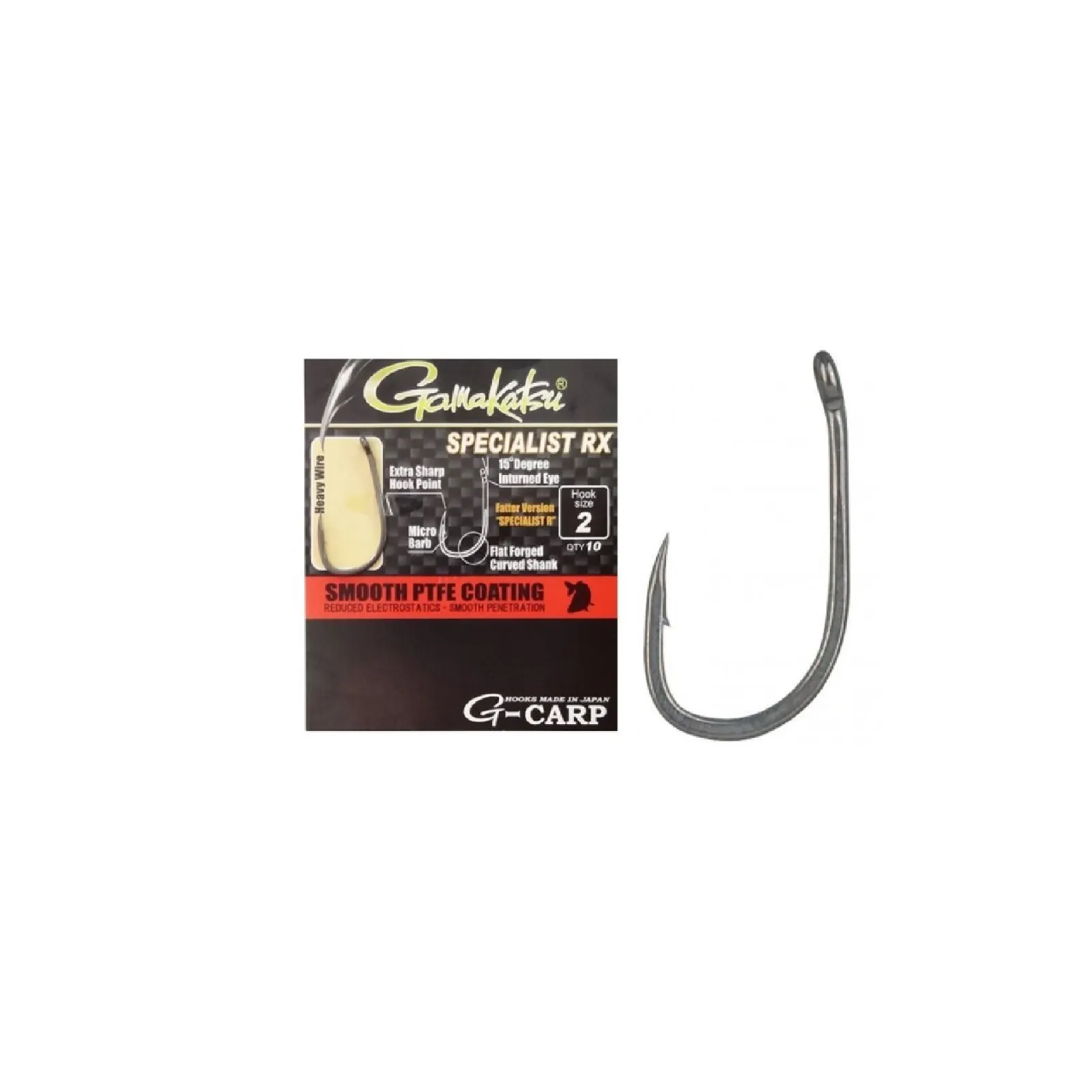 PESCUIT LA CRAP - Carlige Gamakatsu G-Carp Specialist RX Nr.8  Black Nickel  PTFE