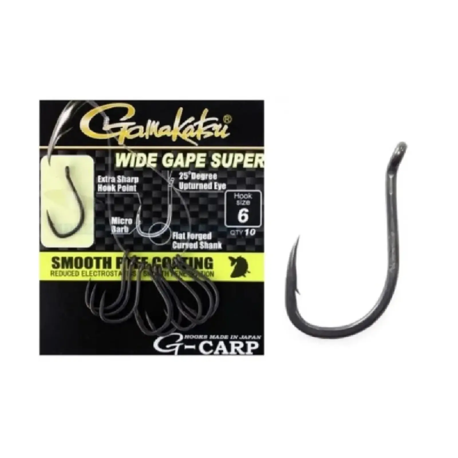 Cârlige Crap Gamakatsu G-Carp Wide Gape Super Nr. 4 Forjate Teflonate